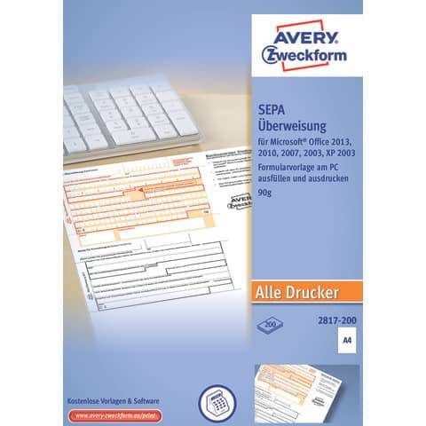 AVERY ZW. Zweckform Vordruck "Sepa-Standardüberweisung", DIN A4