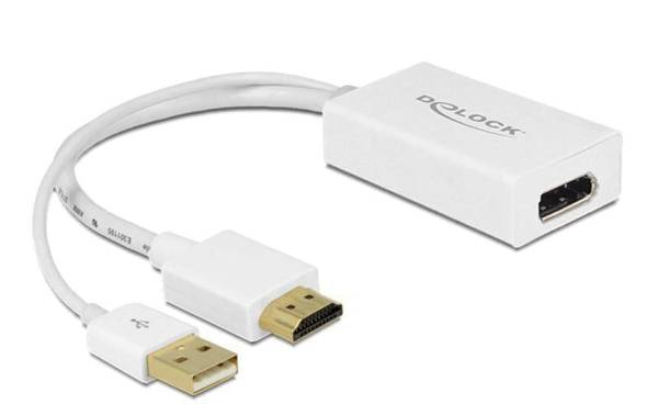 Delock Adapter HDMI – DisplayPort Weiss, 4K, USB-Strom