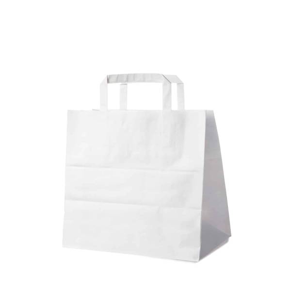Papiertragetasche weiß 26+17 x 25 cm – 50 Stück
