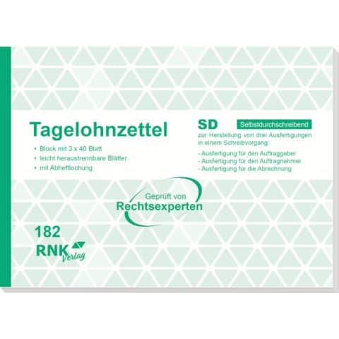 RNK Verlag Vordruck "Tagelohnzettel", Block, SD, DIN A5 quer