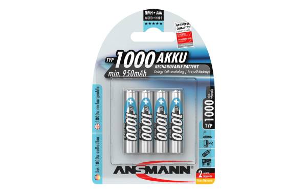 ANSMANN NiMH Akku Premium, Micro AAA, 1.000 mAh, 4er Blister