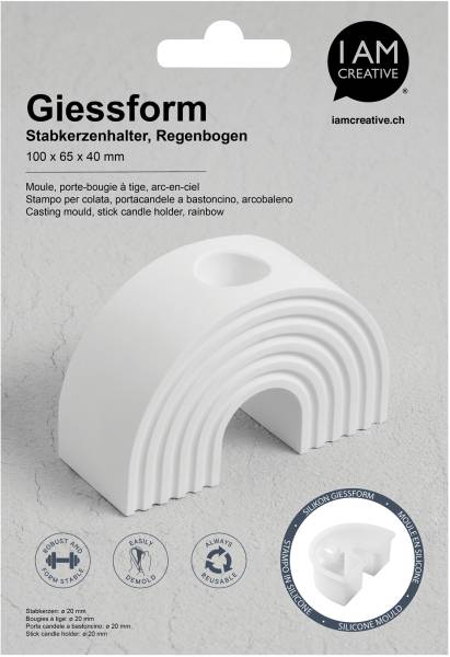I AM CREATIVE Silikon Giessform 1704.23 Kerzenhalter Regenbogen
