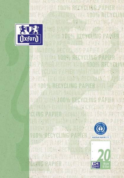 Oxford Schulblock 'Recycling', DIN A4, 50 Blatt, Lineatur 27