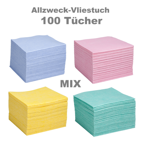 100 Stück Farb-Mix starke Allzweck-Vliestücher – rot, gelb, grün, blau