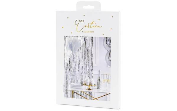 Partydeco Partyaccessoire Vorhang 90 x 250 cm, Silber