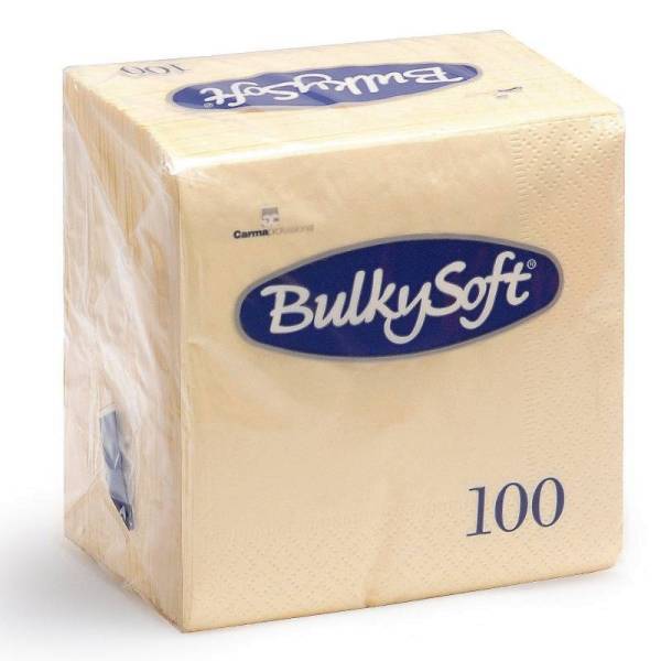 Servietten Bulkysoft, 2-lagig, 1/8 Falz, creme, 40x40cm - Karton à 20 Pack / Pack à 100 Servietten