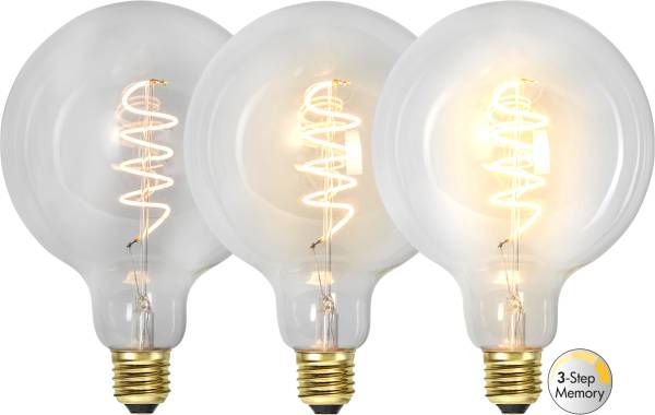 LED Leuchtmittel E27 G125 Decoled Spiral Clear 3-step memory