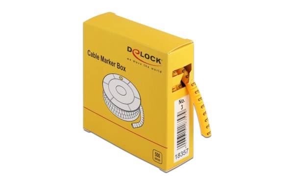 Delock Kabelkennzeichnung Nr.3, gelb, 500 Stück