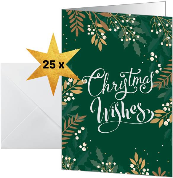 SIGEL Weihnachtskarten A6 DS092 Blätter und Zweige 25 Stück