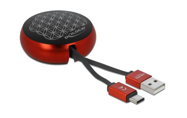 Delock USB 2.0-Kabel mit Autorollfunktion USB A – USB C 0.92 m