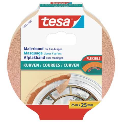 tesa Maler Hochkrepp Papierabdeckband, 25 mm x 25 m, beige