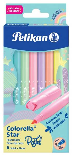 Pelikan Fasermaler colorella star pastell, 6er Kartonetui