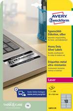 AVERY ZW. Zweckform Typenschild-Etiketten, 63,5×29,6 mm, silber