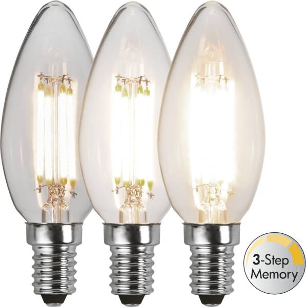 LED Leuchtmittel E14 C35 Klar 3-step