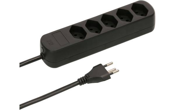 Max Hauri Steckdosenleiste Basic-Line 5xT13 Schwarz, 1.5 Meter
