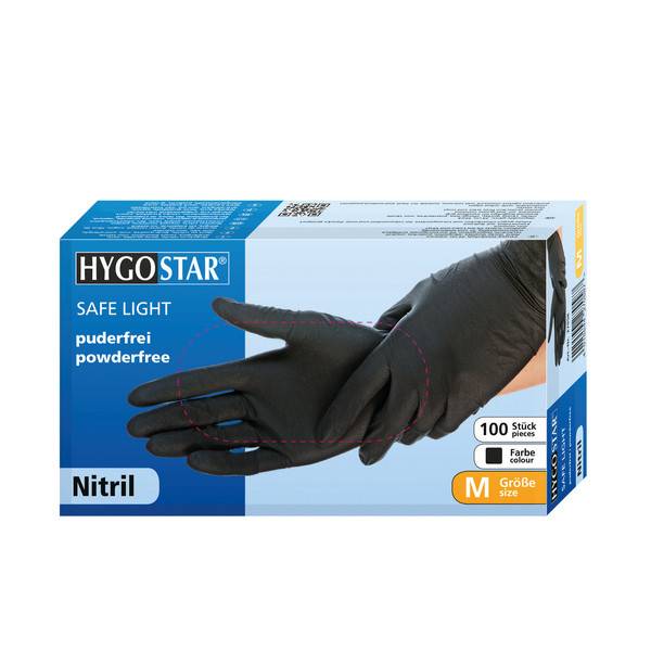 franz mensch Nitril-Handschuh "SAFE LIGHT" HYGOSTAR, M, schwarz – 27058