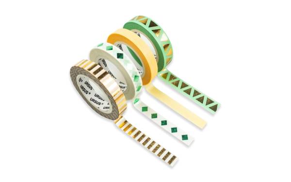 URSUS Washi Tape 10 m 4 Rollen, Mehrfarbig, Grafik