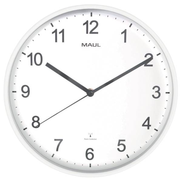 MAUL Wanduhr/Funkuhr MAULsprint, Durchmesser: 300 mm, weiß