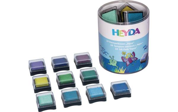HEYDA Stempelkissen-Set "Aqua", Klarsicht-Runddose