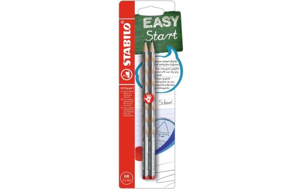 STABILO Bleistift EASYgraph S Metallic Rechtshänder, 2 Stück, Silber