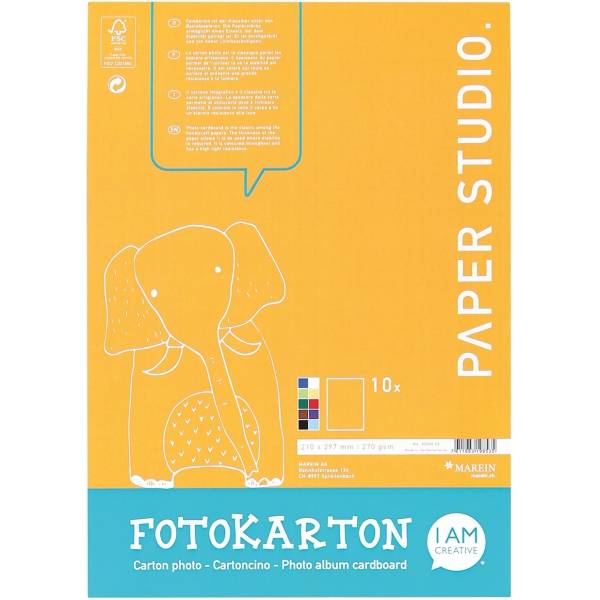 I AM CREATIVE Fotokarton-Block A4 82000.02 270g, assortiert 10 Blatt