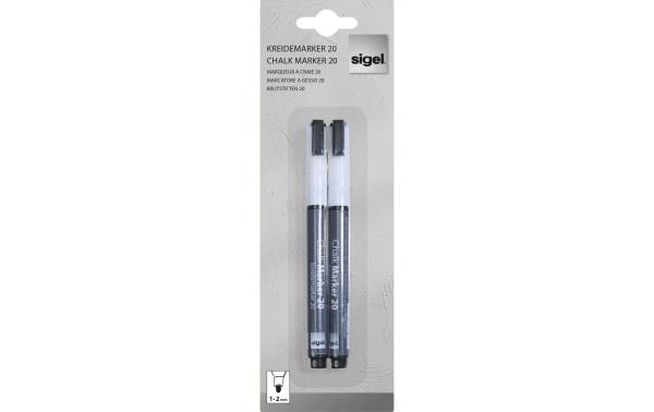 Kreidemarker 1-2mm weiss 2 Stück SIGEL GL178