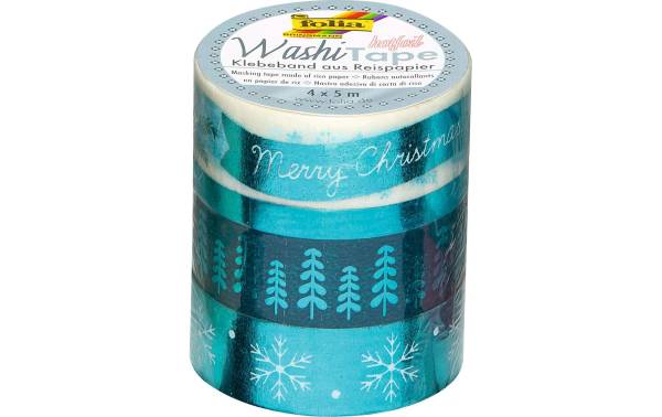 folia Deko-Klebeband Washi-Tape Hotfoil Eisblau, 4er Set