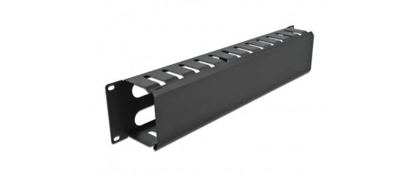 Delock Kabelführungspanel 2HE mit 4 Öffnungen 19 Rack, Schwarz