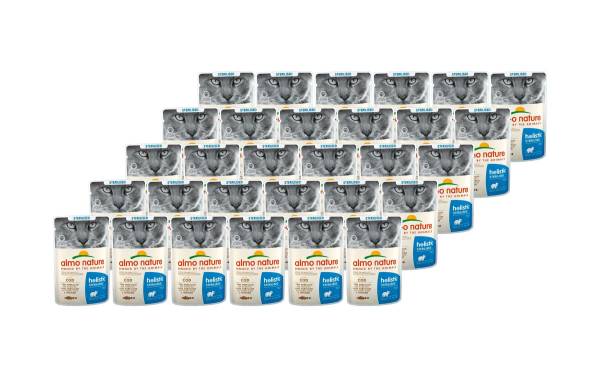 Almo Nature Nassfutter Holistic Sterilised mit Kabeljau, 30 x 70 g