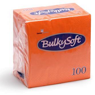 Servietten Lunch Bulkysoft, 2-lagig, orange, 38x38cm, 1/4 Falz - Karton à 20 Pack / Pack à 100 Servi