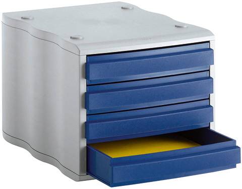 Schubladenbox blau/grau 4 Fächer STYRO 248850038