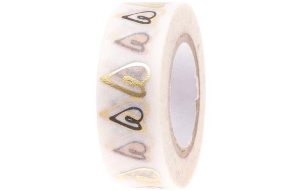 Rico Design Washi Tape Herzen 1.5 cm x 10m, Gold