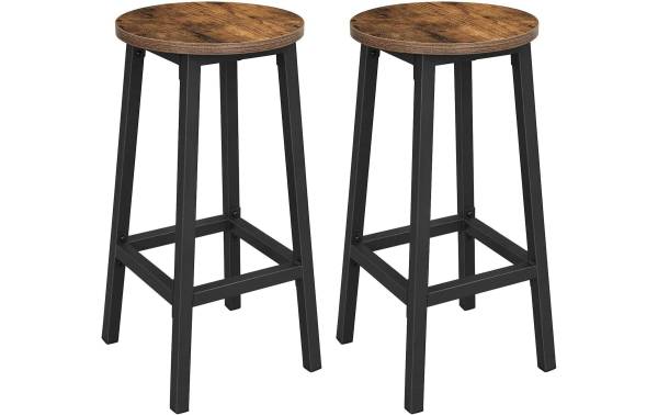VASAGLE Barhocker rund, 2er Set, Metall, Holz