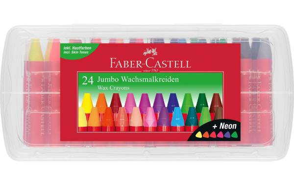 FABER-CASTELL Dreikant-Wachsmalkreide Jumbo, 24er Etui