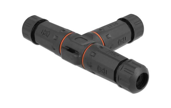 Delock Verbindungsmuffe IP68, T-Stück, 2 Pin, 4.5 – 7.5 mm schwarz