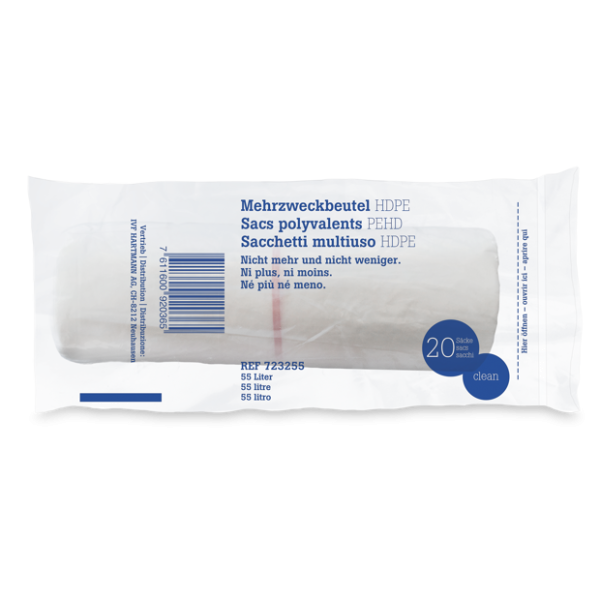 20x IVF Hartmann Mehrzweckbeutel 33 Liter Transparent mit Verschlussband 7µ