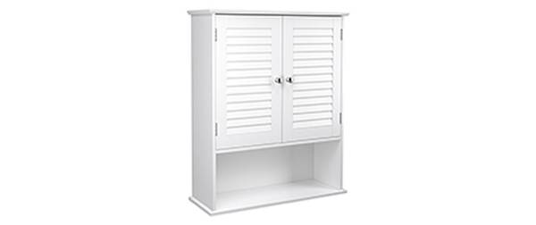 VASAGLE Wandregal mit Doppeltür aus MDF, Weiss
