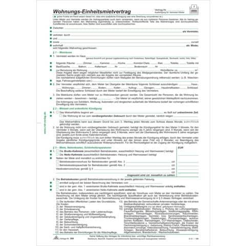 RNK Verlag Vordruck "Wohnungs-Einheitsmietvertrag", DIN A4