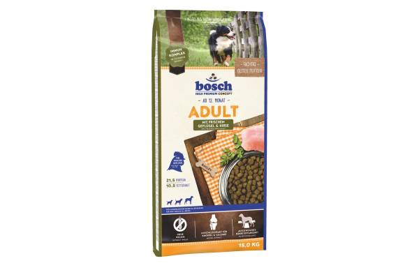Bosch Tiernahrung Trockenfutter Adult Geflügel &amp; Hirse, 15 kg
