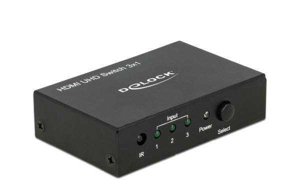 Delock HDMI UHD Switch 3x HDMI in > 1x HDMI out 4K/60Hz