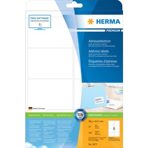HERMA Universal-Etiketten PREMIUM, 99,1 x 67,7 mm, weiß