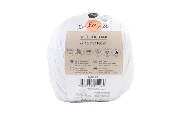 lalana Wolle Soft Cord Ami 100 g, Weiss