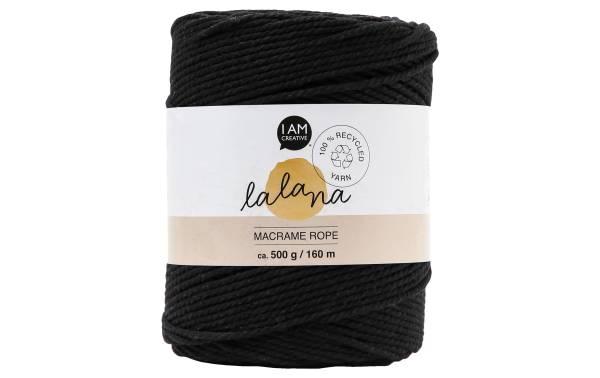 lalana Wolle Macrame rope 2 mm, 500 g, Schwarz