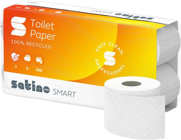 Satino Smart Toilettenpapier 3-lagig Weiss - 1 Pack à 8 Rollen