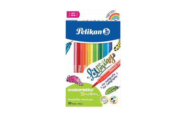 Pelikan Fasermaler colorella brushpen, 10er Kartonetui