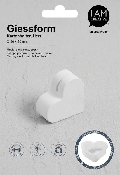 I AM CREATIVE Silikon Giessform 1704.24 Kartenhalter Herz