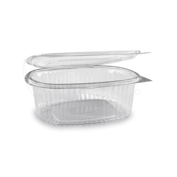 Feinkostbecher (rPET) mit Deckel oval klar 1000ml – 50 Stück