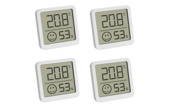 TFA Dostmann Thermo-/Hygrometer Digital, Weiss, 4er Set