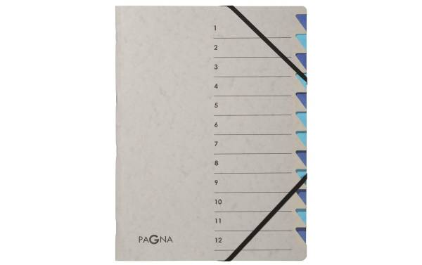 PAGNA Ordnungsmappe "Easy Grey", A4, 12 Fächer, grau / blau