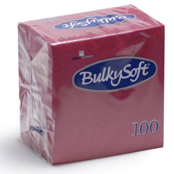 Servietten Bulkysoft, 1/4 Falz, bordeaux, 2-lagig, 24x24cm - Karton à 30 Pack / Pack à 100 Serviette